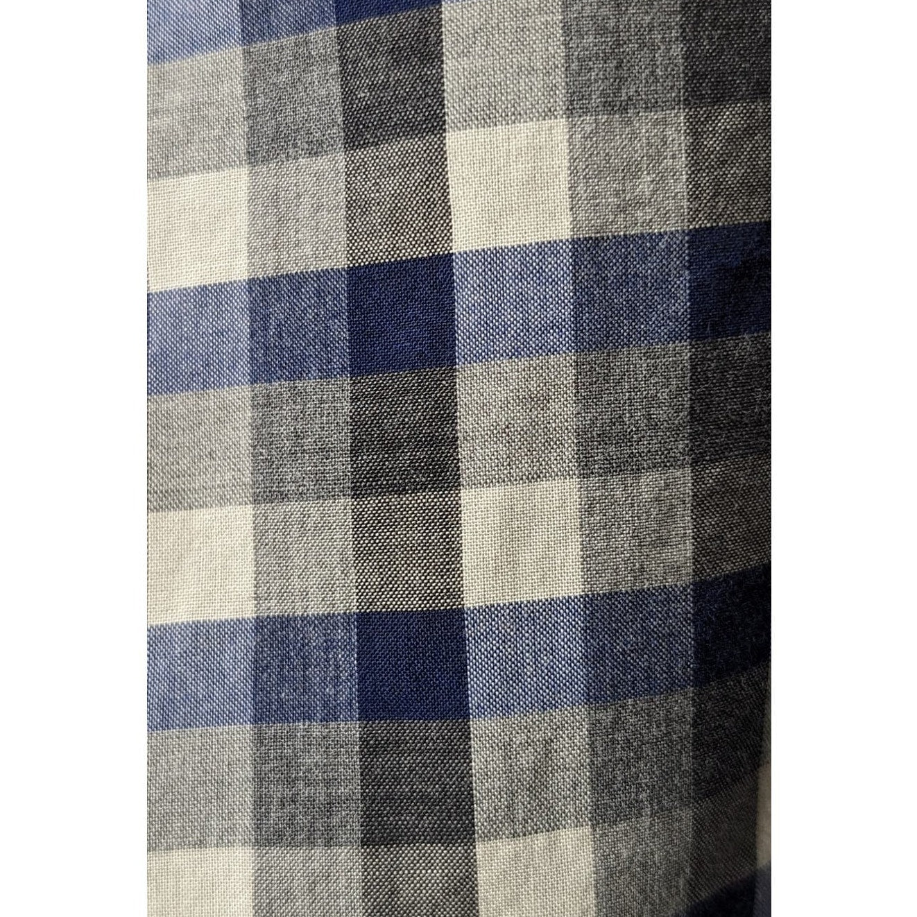 Billy Reid Made in Italy Blue Gray Check Standard Cut Button Up Shirt Mens Sz S