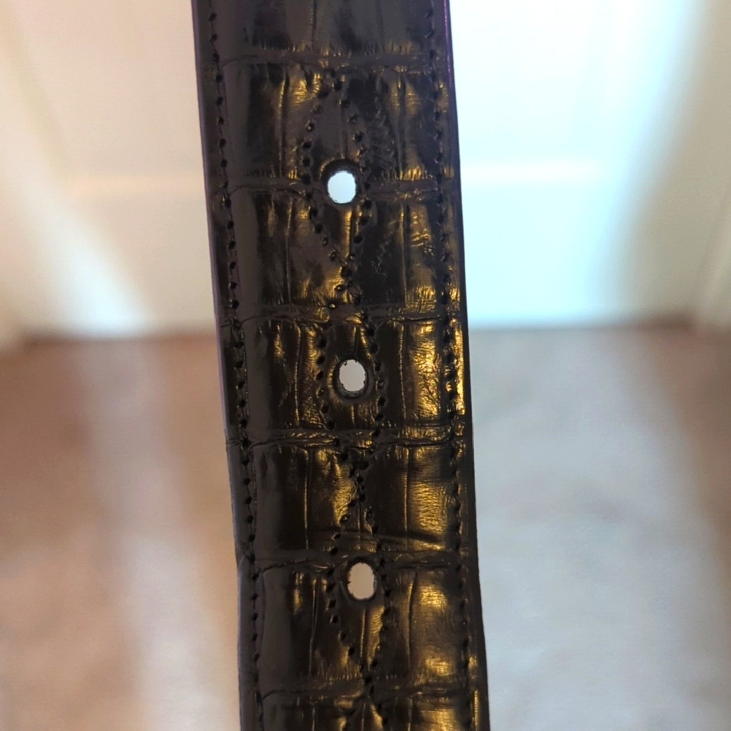 Rodney Ammons One of a Kind Custom Hand Made Black Alligator Belt Men's Sz 42.