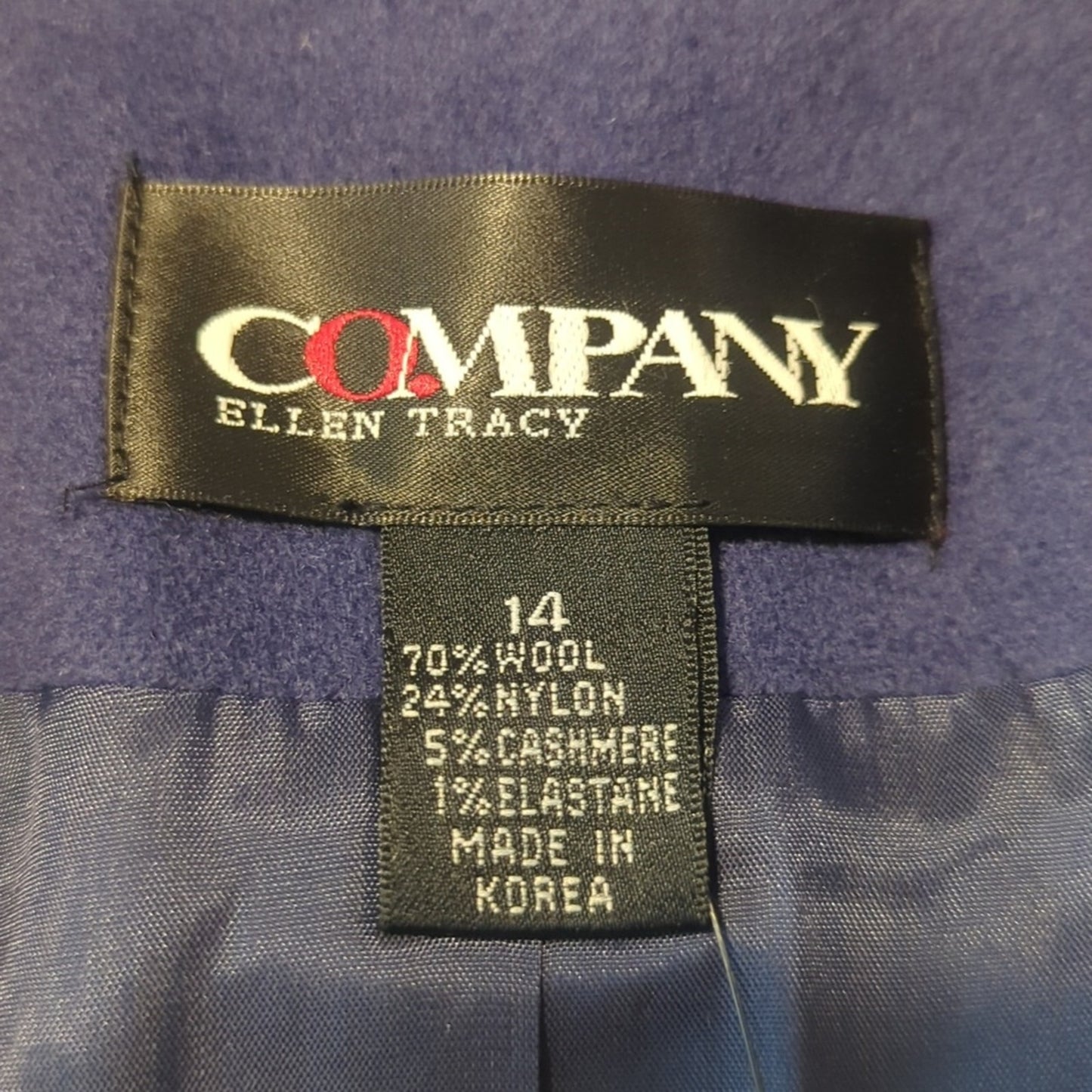Company Ellen Tracy NWT Vintage Classic One Button Blazer in 'Midnight' Size 14