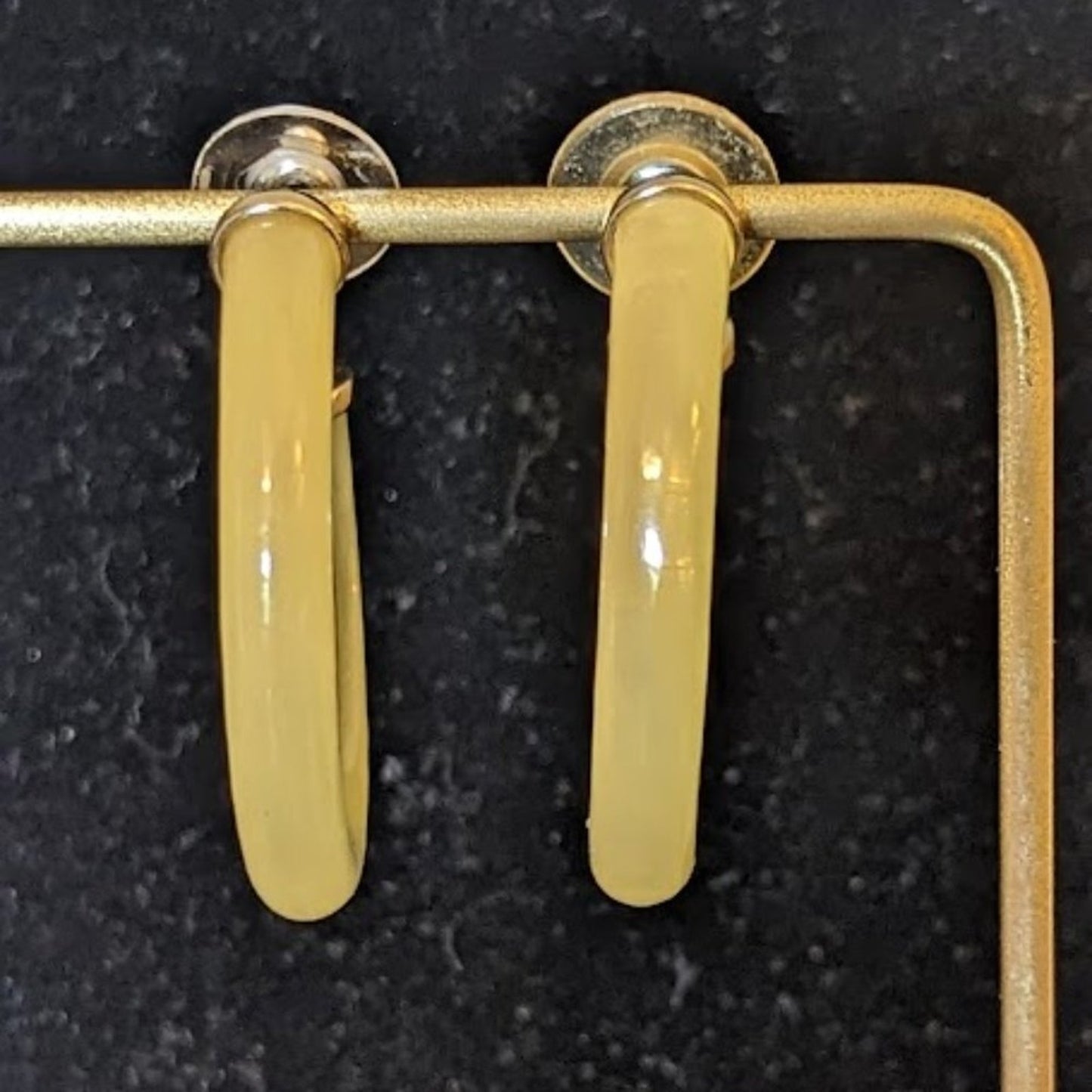Two Pair of Yellow Earrings -- Hoops and 925 Fused Glass Dangles