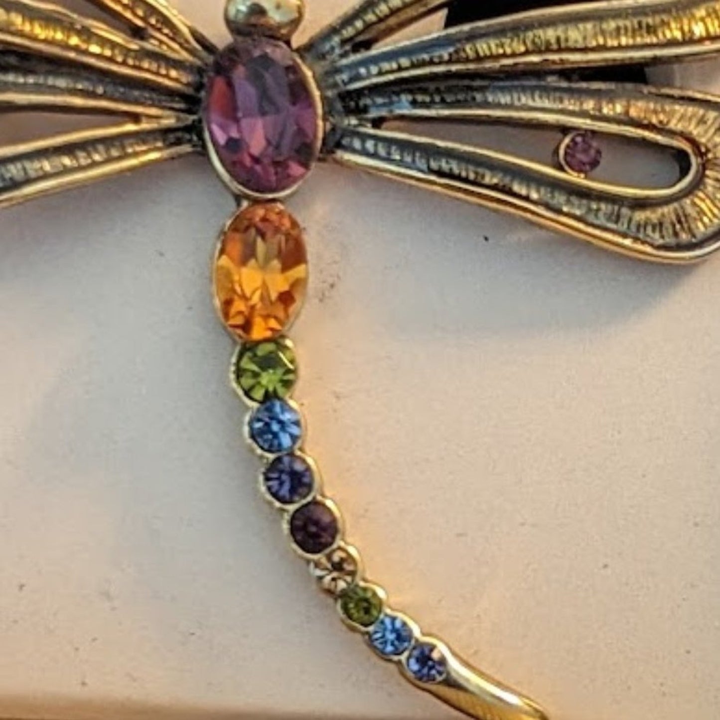Vintage Monet Dragonfly Crystal Brooch New in Box