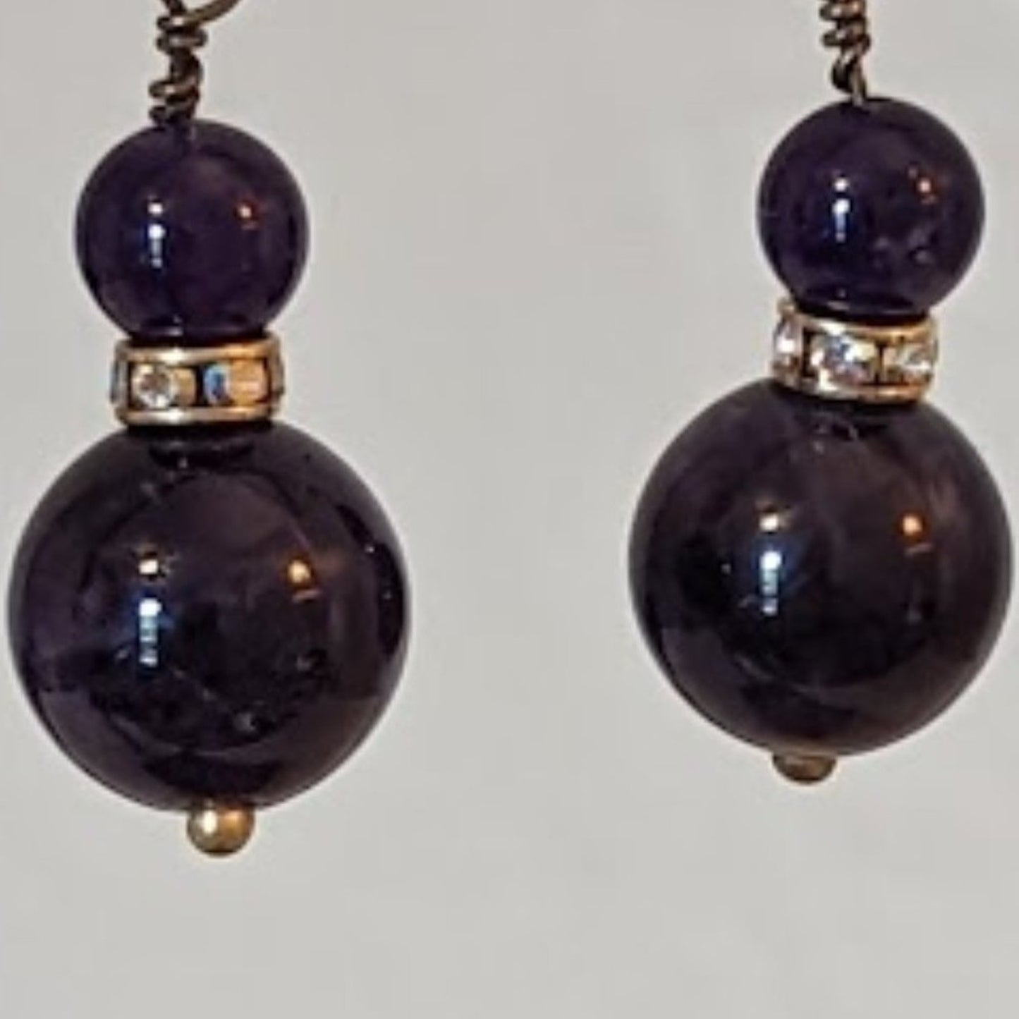 Amethyst Stone and AB Rondelle Beaded Earrings on French Hook Wire