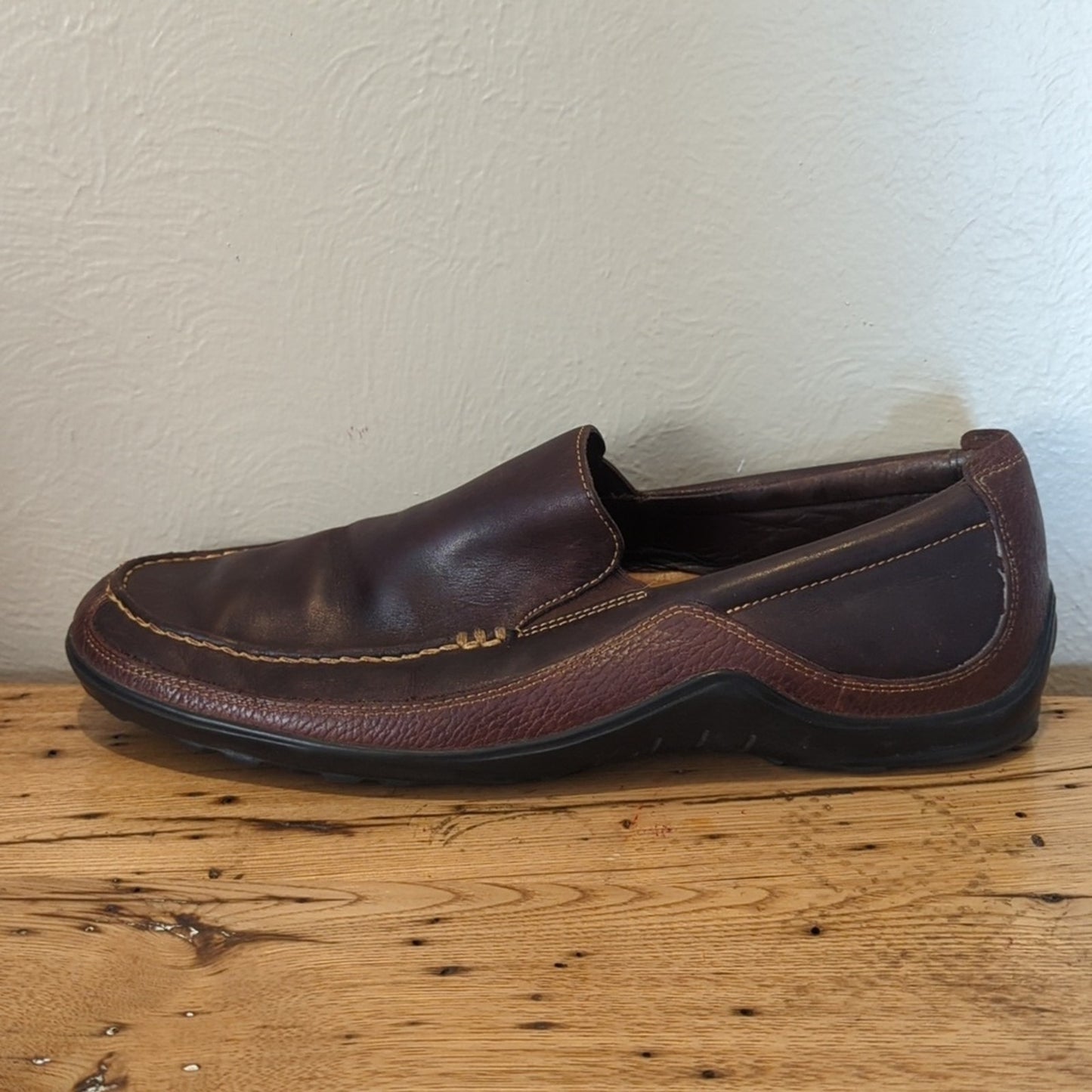 Cole Haan Men 11 M Tucker Venetian Slip On Loafers Tan Brown Leather