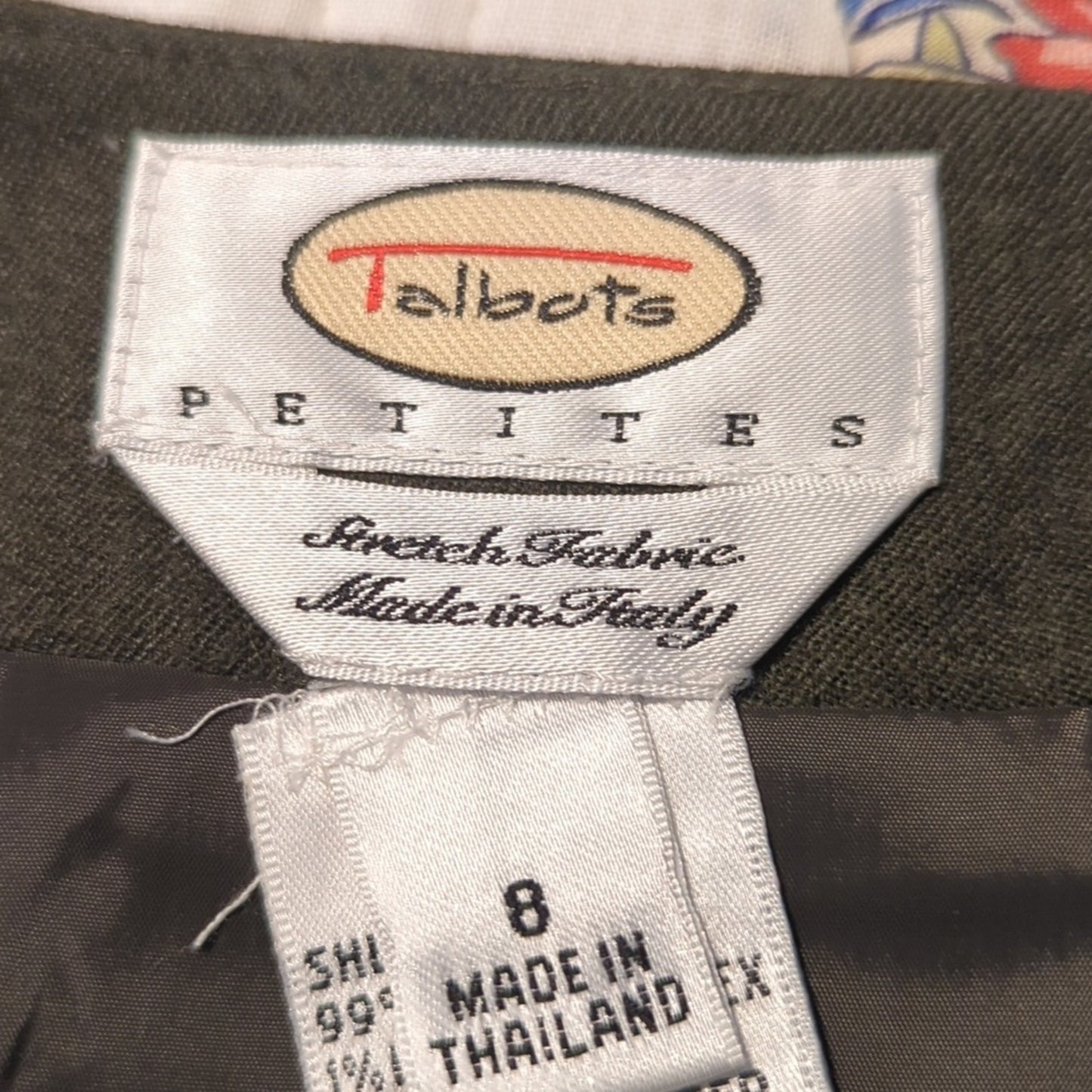 Talbots Loden Green Wool Front Panel Kick Pleat Button Pocket Skirt Petite Sz 8