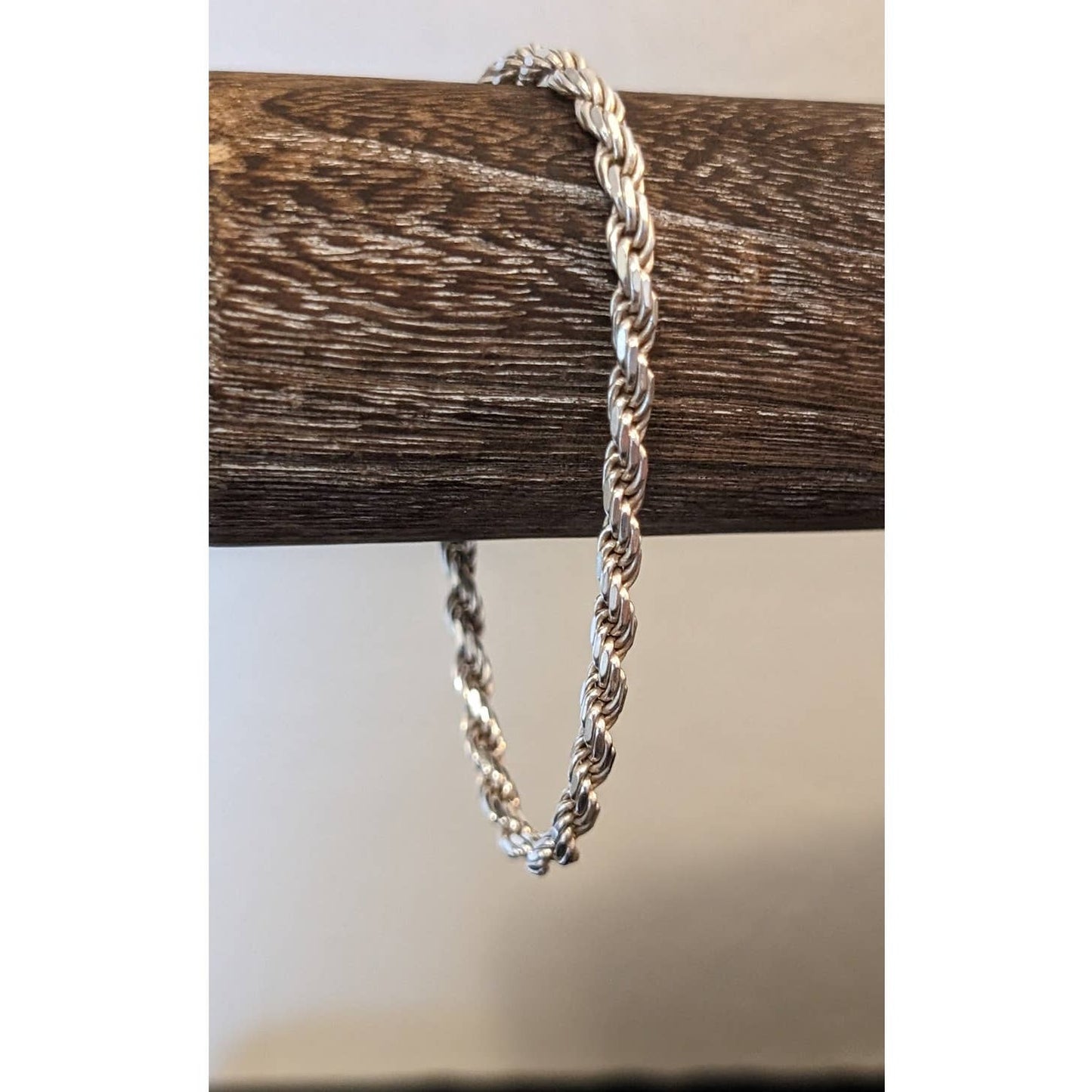 Vintage Italian 925 Sterling 4mm Rope Bracelet w/ Lobster Claw Clasp 6.75"