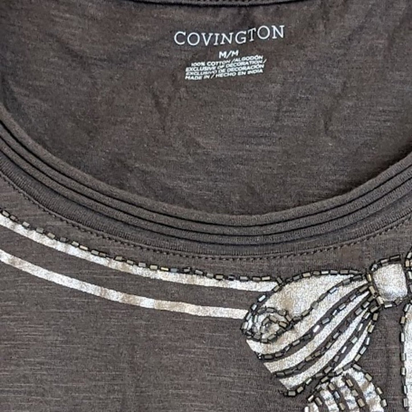 Covington NWT Medium Mushroom Shirt with Bow Embellishment