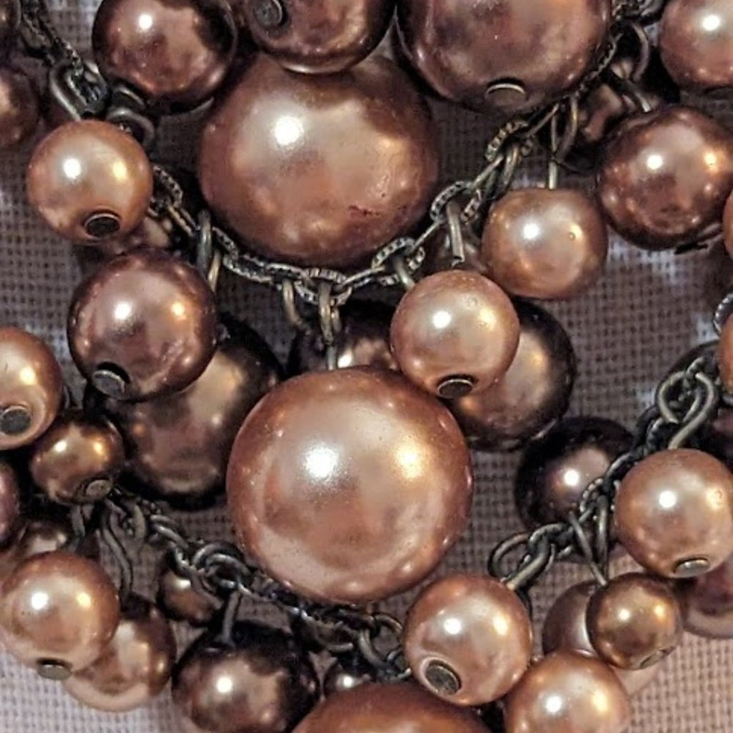 Coldwater Creek Bronze/Champagne Bauble Bib Statement Necklace
