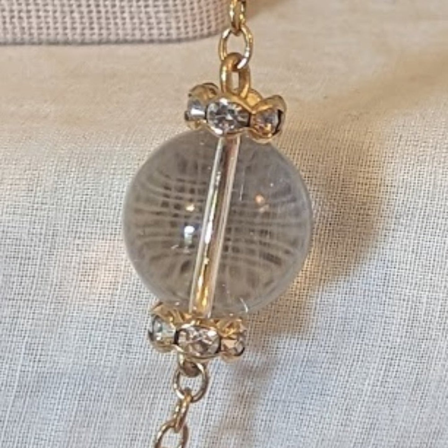 J Crew Clear Glass Bead Gold Tone Chain and Rhinestone Rondelle beads