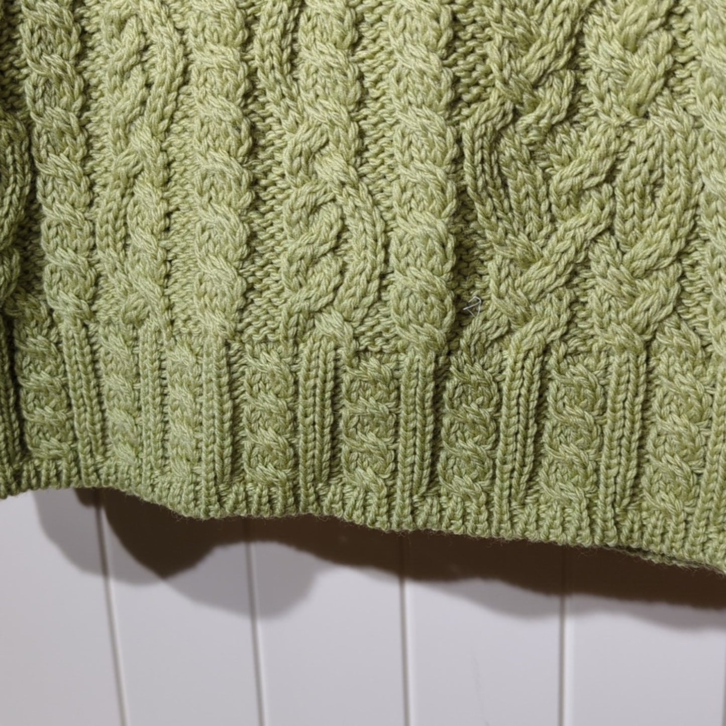 Aran Crafts Ireland Green Luxury Button Up Hand Knit Cabled Cardigan Women Sz XS
