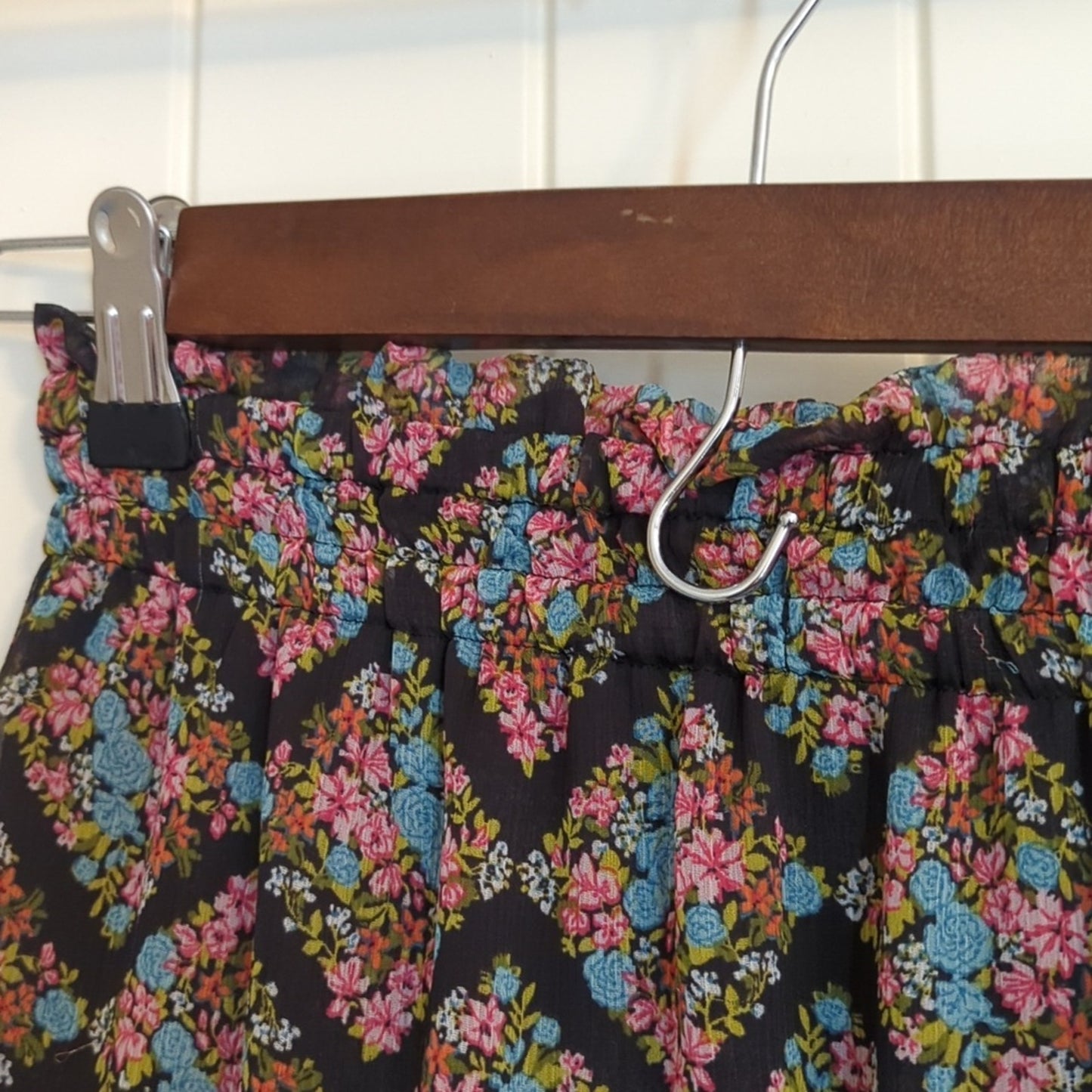 LC Lauren Conrad Flirty Floral Elastic Waist Ruffle Skirt Women's Size XS