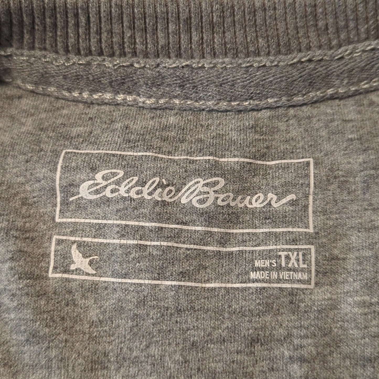 Eddie Bauer Gray Dog Head Image Waffle Knit Thermal Long Sleeve Tee Men's Sz TXL