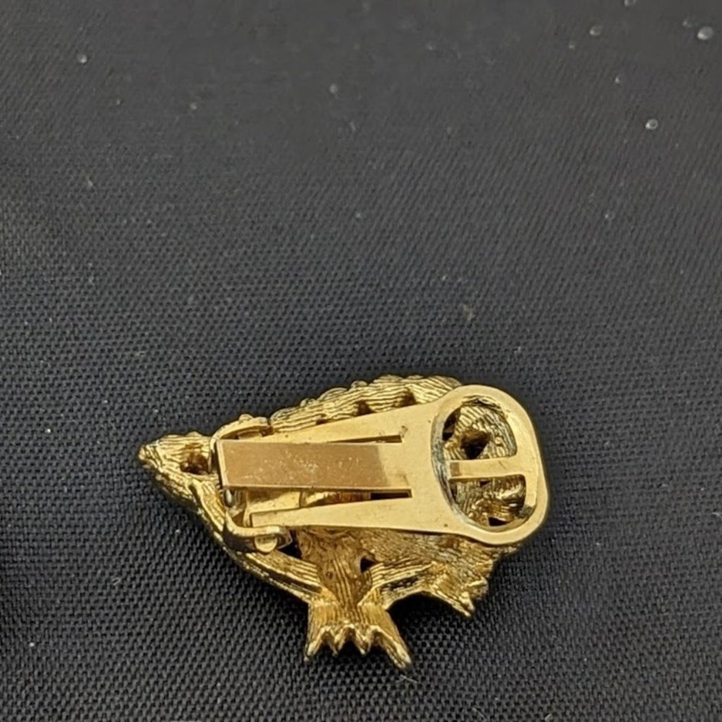 Vintage Gold tone Bow Design AB crystal clip on earrings