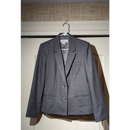 Saks Fifth Avenue Vintage Womens Sz 10 Gray Wool Two Button Blazer
