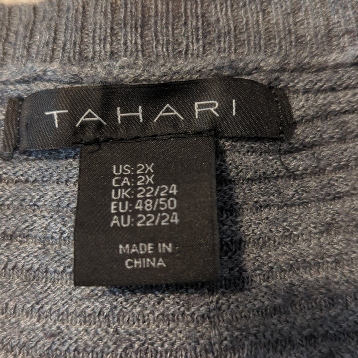 Tahari Plus Size Gray Wool Blend Drop Sleeve Button Down Back Sweater Size 2X