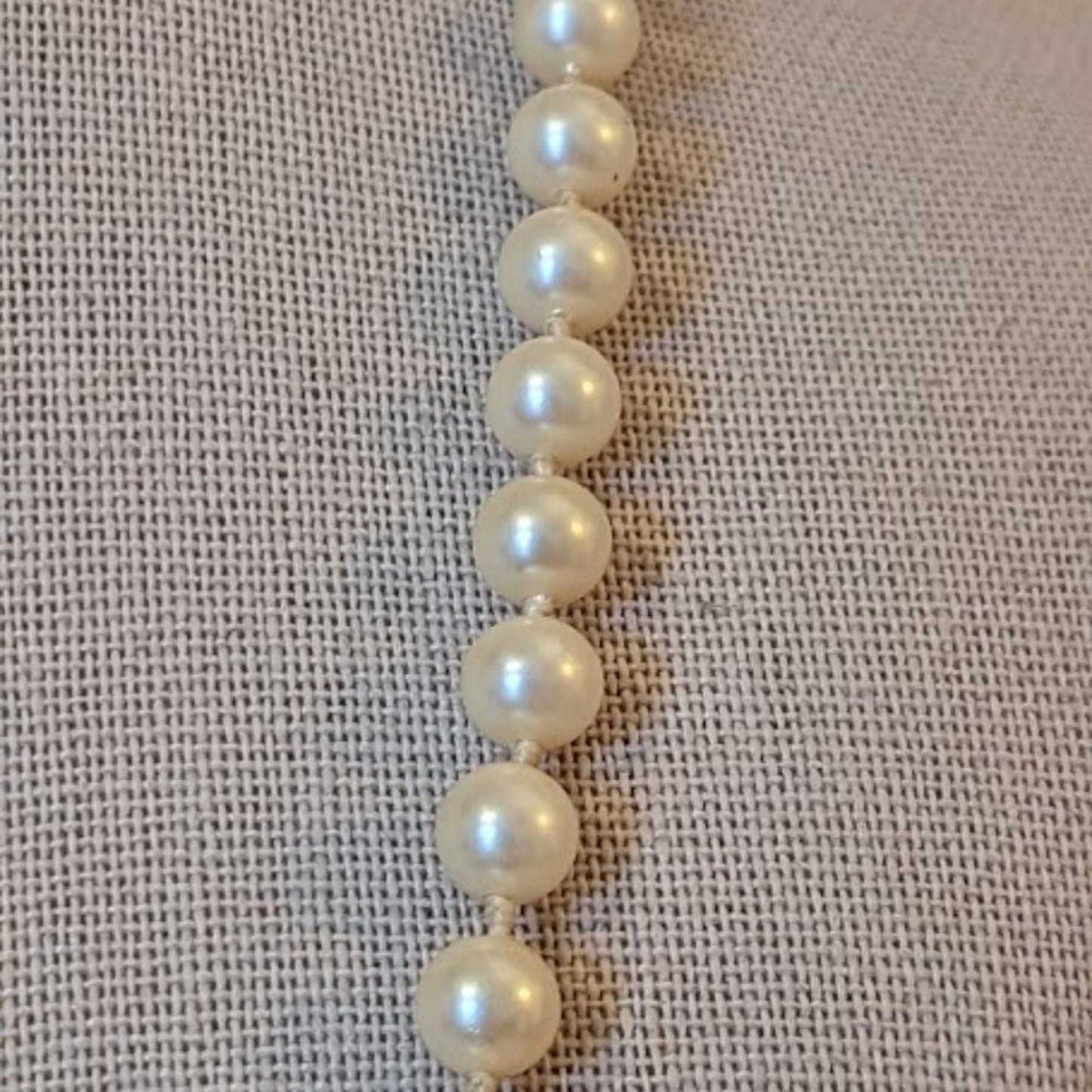 G. Silver Classic Hand Knotted 23" Faux 6mm Glass Pearl Necklace Fishhook Clasp