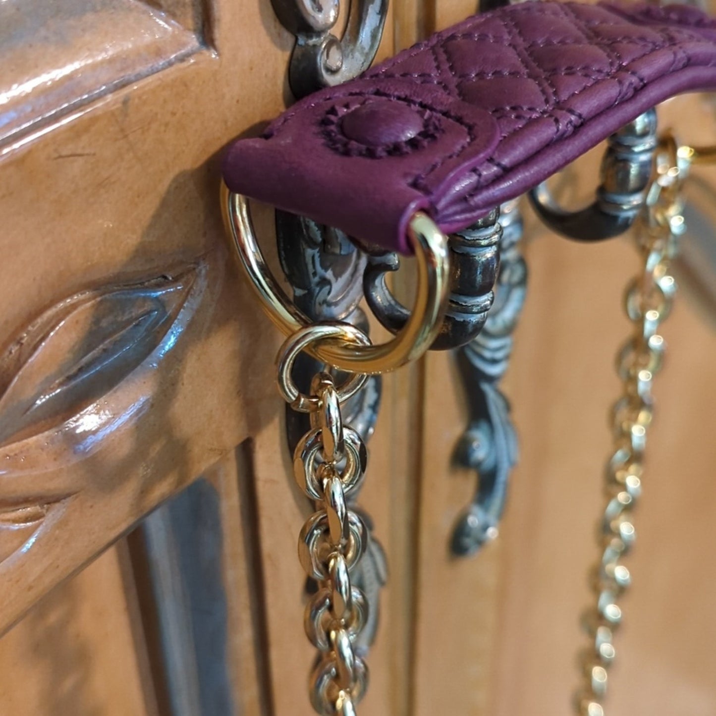 Juicy Couture Purple 100% Leather Mini Gold Chain Crossbody Bag