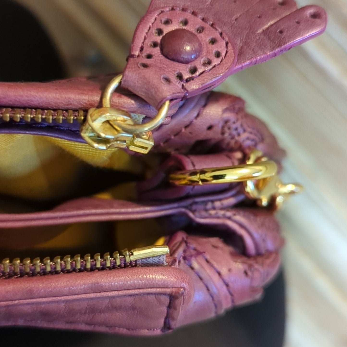Juicy Couture Purple 100% Leather Mini Gold Chain Crossbody Bag
