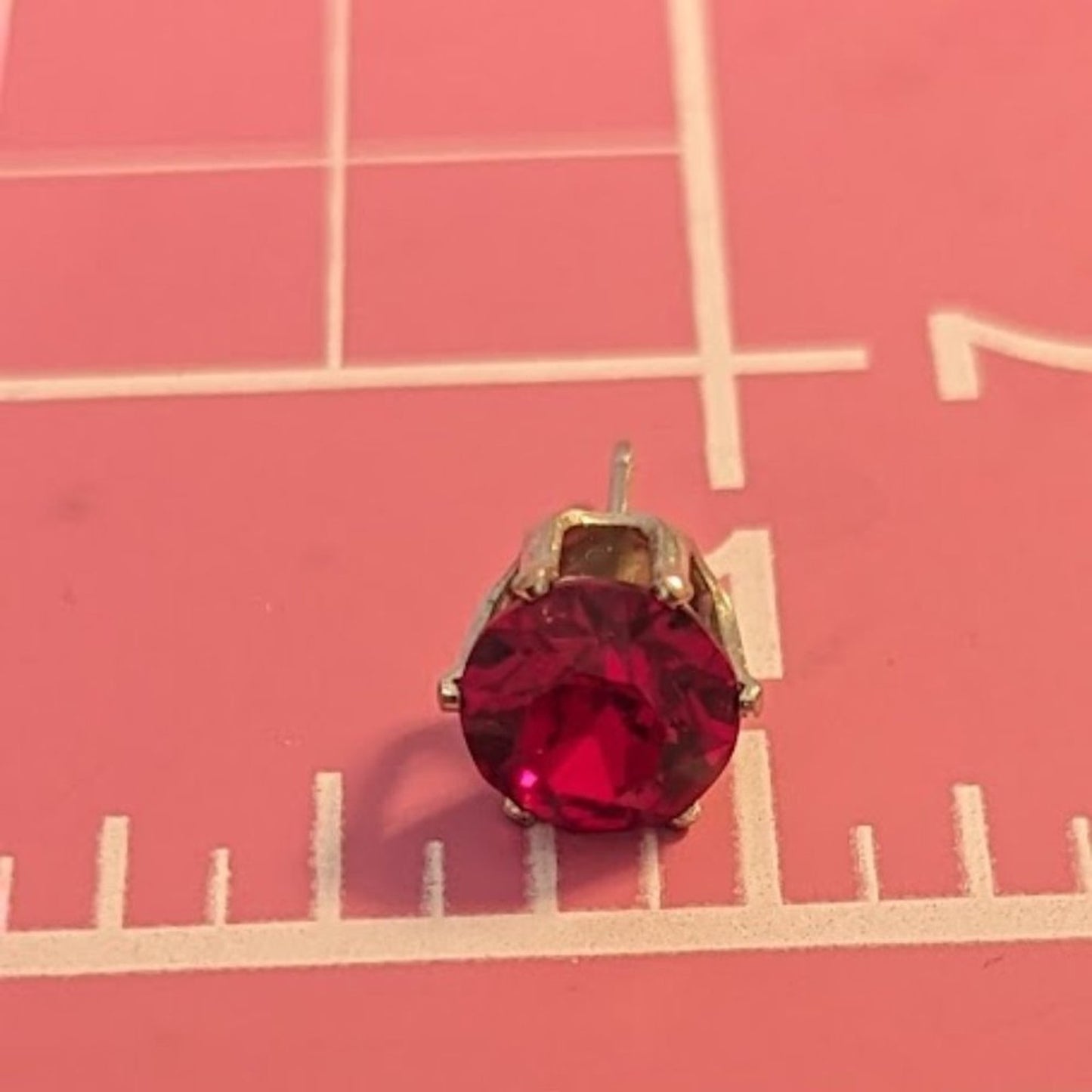 Red Crystal Stud Post Earrings in Silver Tone Setting
