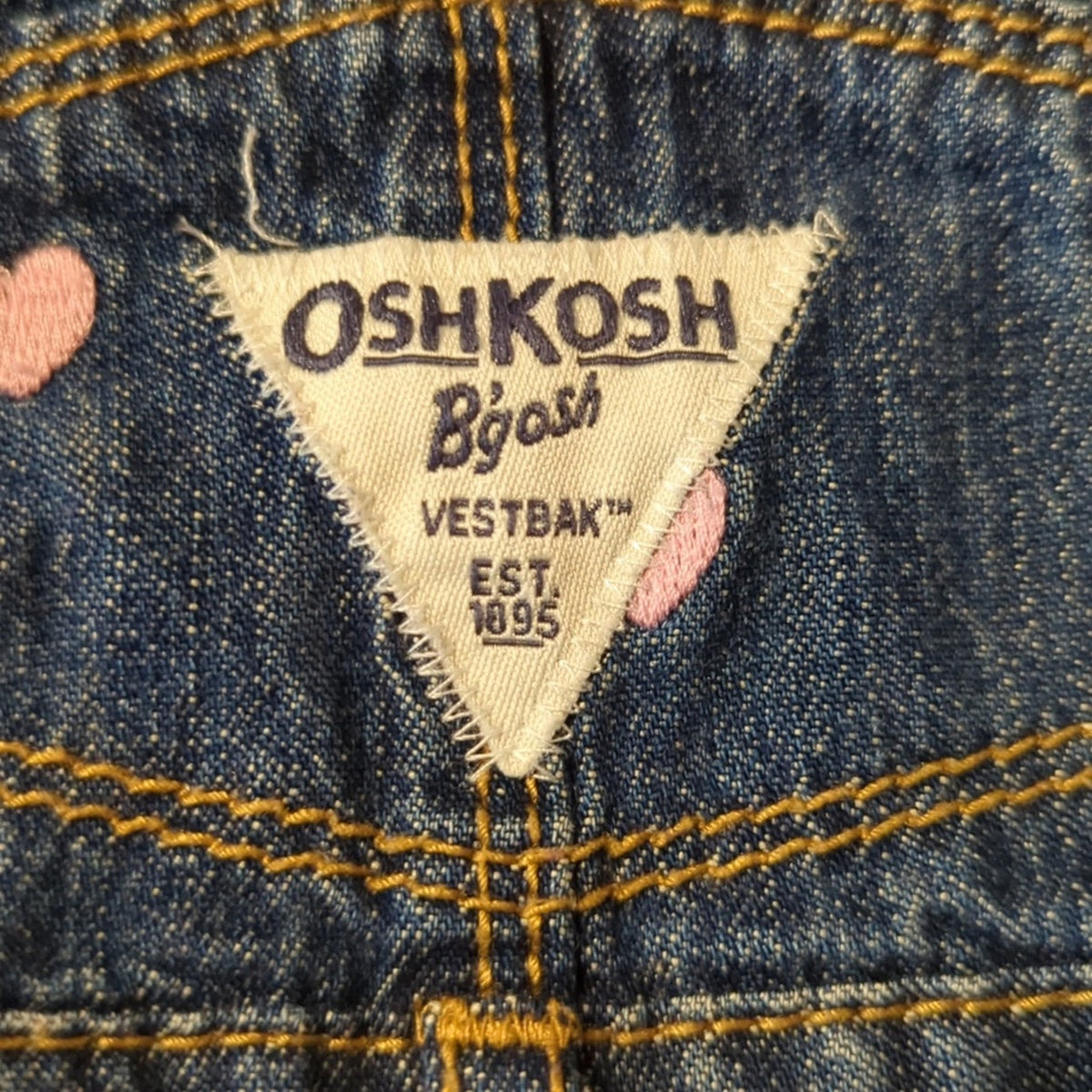 OshKosh B'Gosh Vestbak Pink Embroidered Heart Overall Skirt  Baby Sz. 6M
