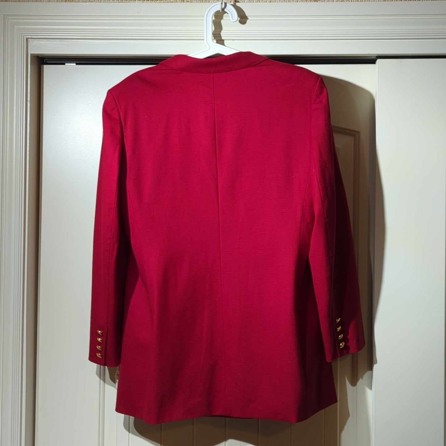 Talbots Red Wool Double Breasted Gold Button Vintage Blazer Women's Plus Sz 12W
