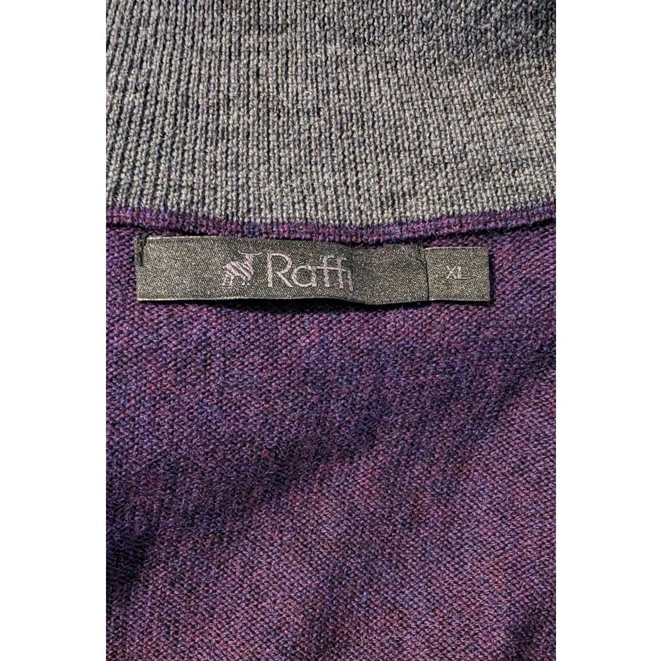 Raffi The Palmer Wineberry Merino Quarter Zip Mock Neck Sweater Mens Sz XL