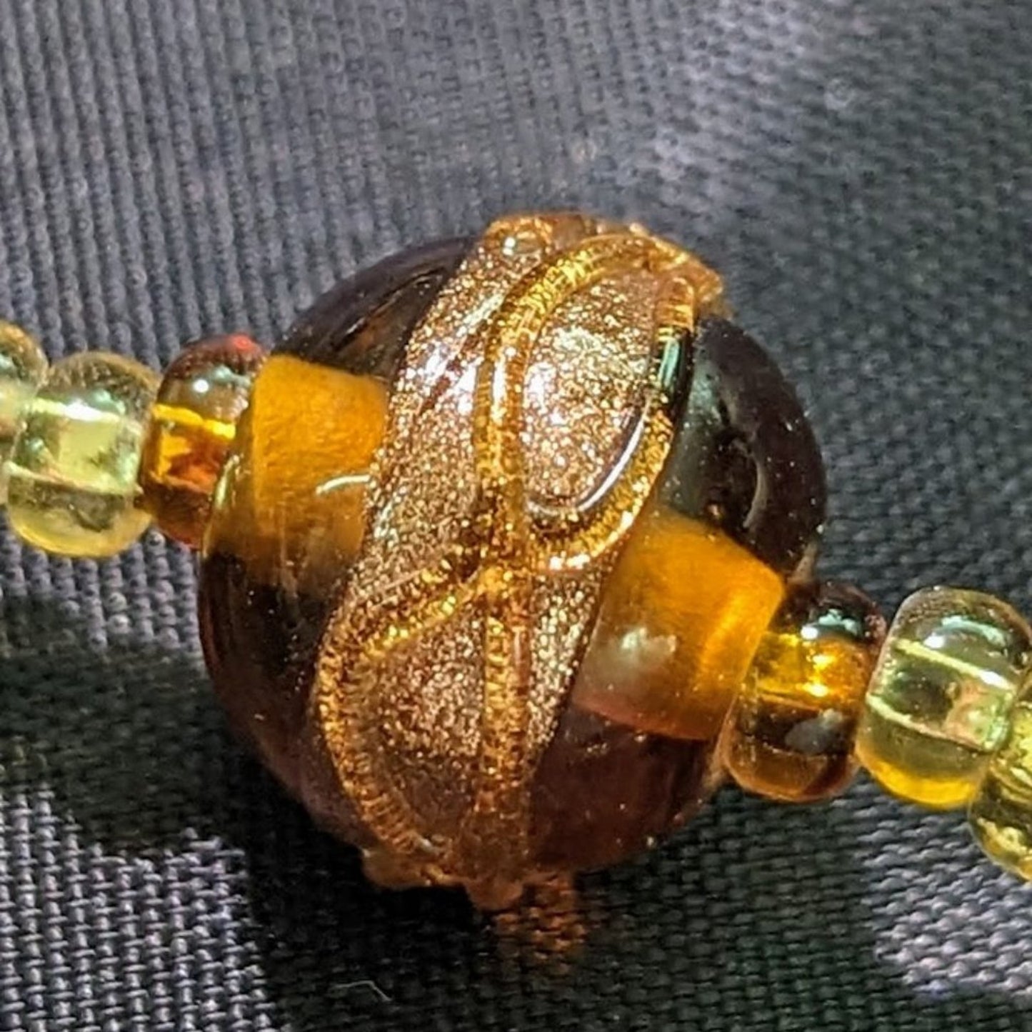 Rose Toggle Gold Brown  Lamp Work Bead Bracelet
