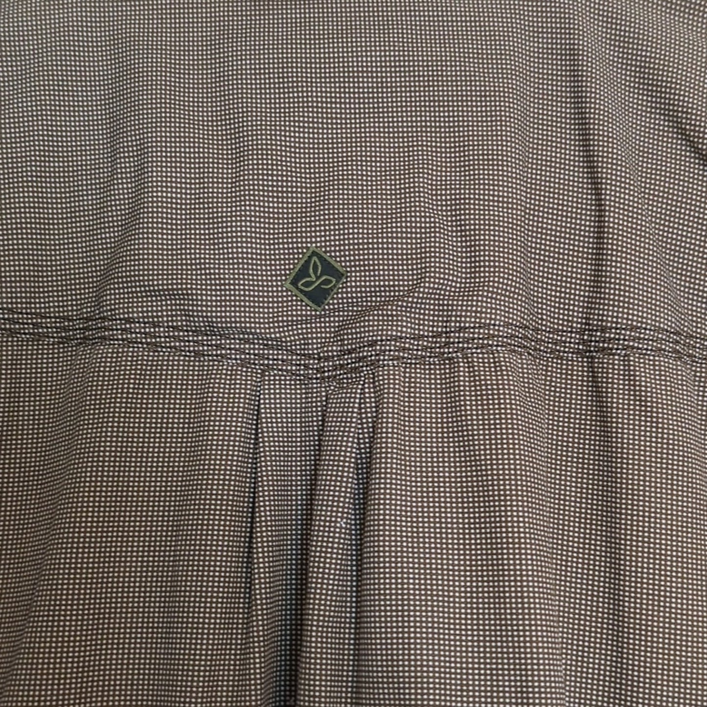 Prana Brown Check Organic Cotton Short Sleeve Button Down Shirt Men's Size XL