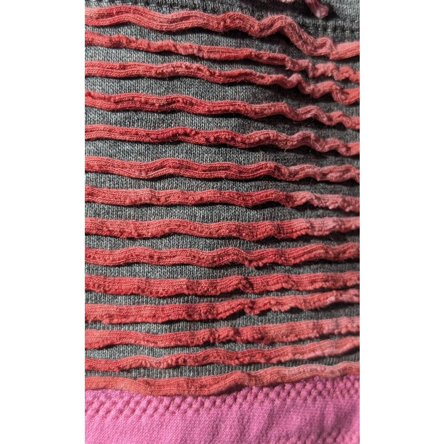 Hippie Boho Shredded Zip Up Gray and Pink Hoodie Womens Sz XS