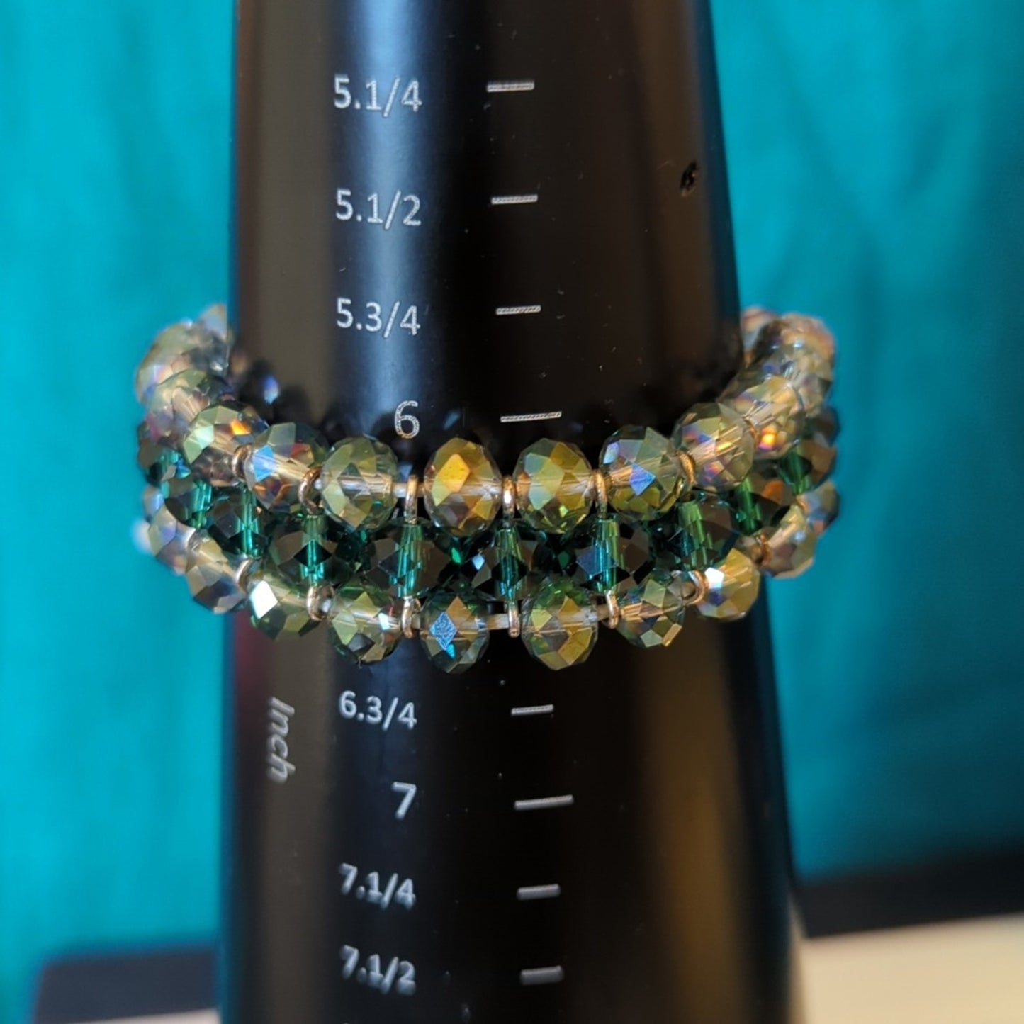 Lot of Three Blue/Green Glass/Crystal Bead Bracelets