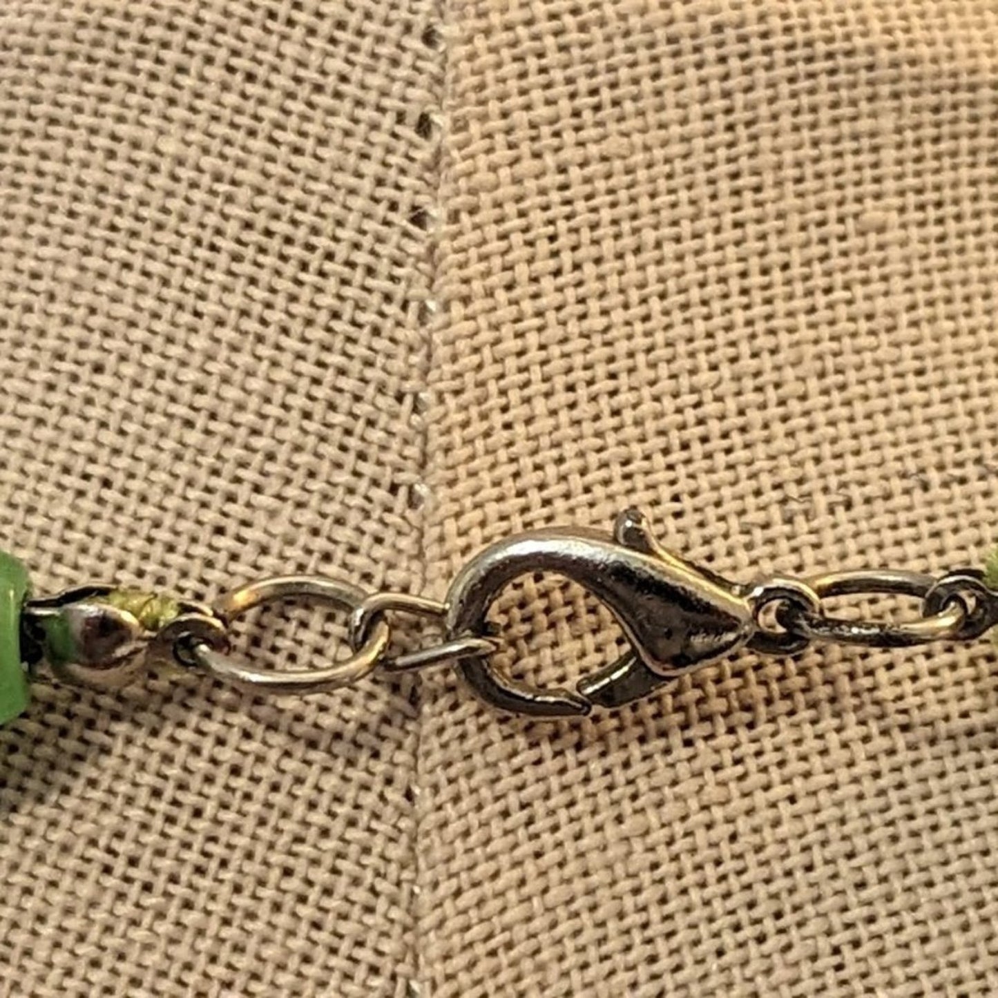 Elongated Faceted Green Glass Bead 20" Necklace