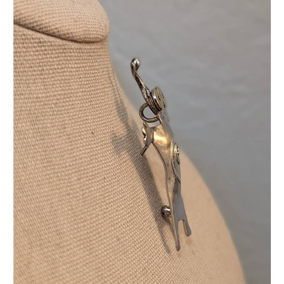 Sterling Large Eyed Antenna Swirl Belly Artisan Designed Brooch/Pendant