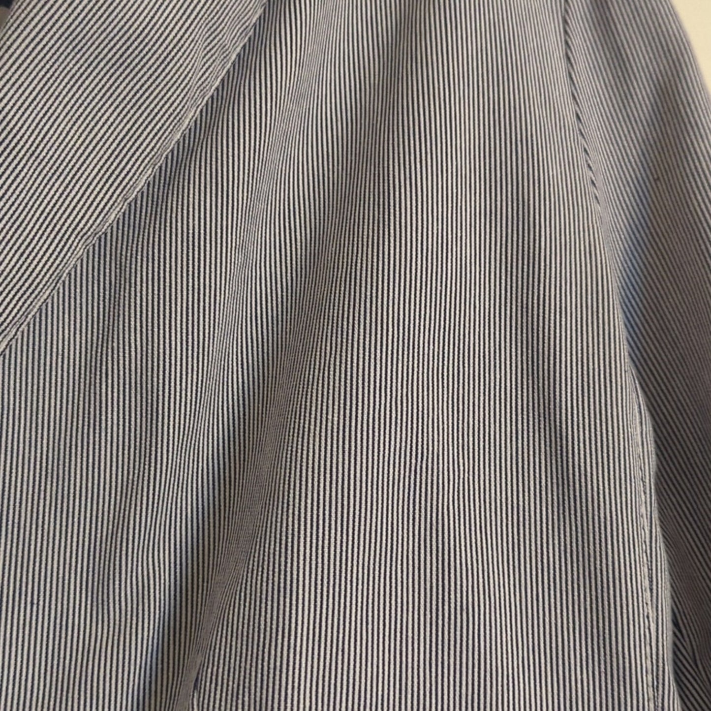 George Womens Blazer Blue Pinstripe Button Lined Notch Lapel Pocket Cotton Sz 16