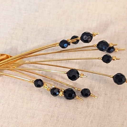Mourning Jewelry Modernist Vintage Collectible 18k GP Art Nouveau Brooch