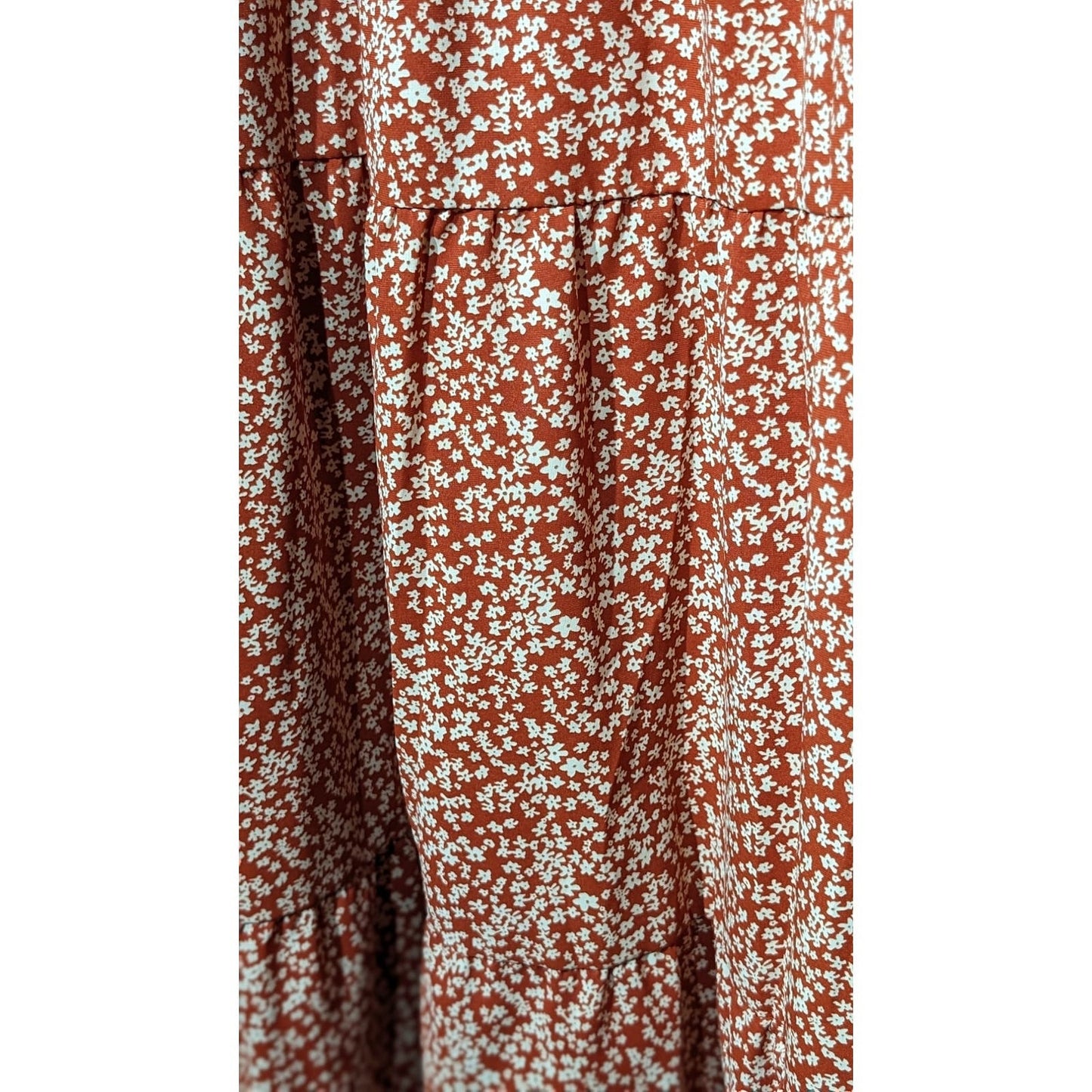 Ellakoko NWT Casual Long Sleeve Smocked Floral Modest Boho Tiered Dress Sz L