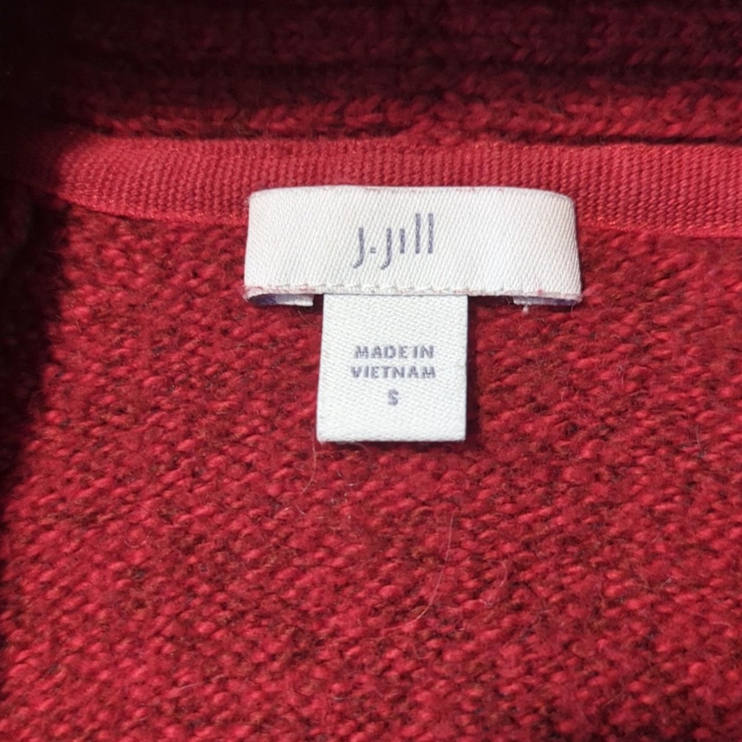 J. Jill Red Shawl Collar Open Front Cardigan Cotton Blend Sweater Women's Size S