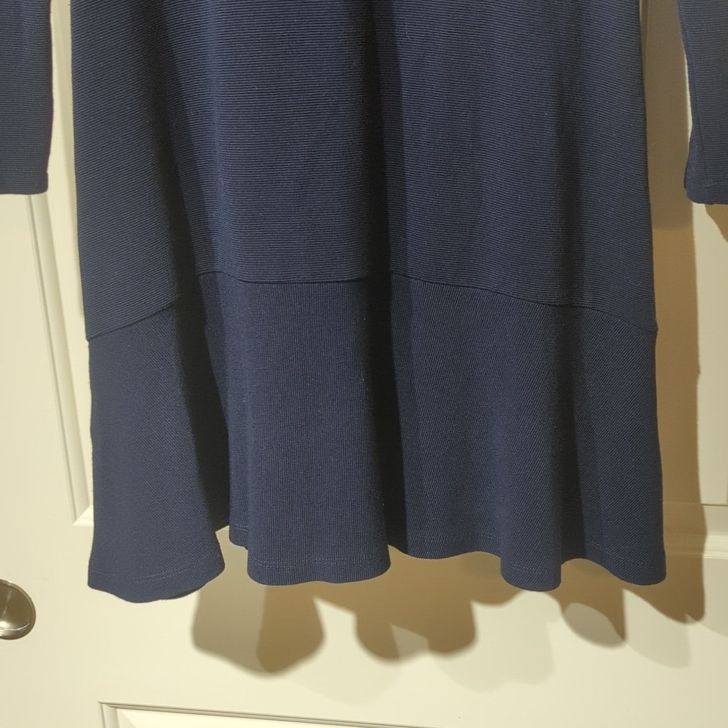Scotch & Soda Navy Blue Ribbed Long Sleeve Flutter Hem Dress Women's Size S