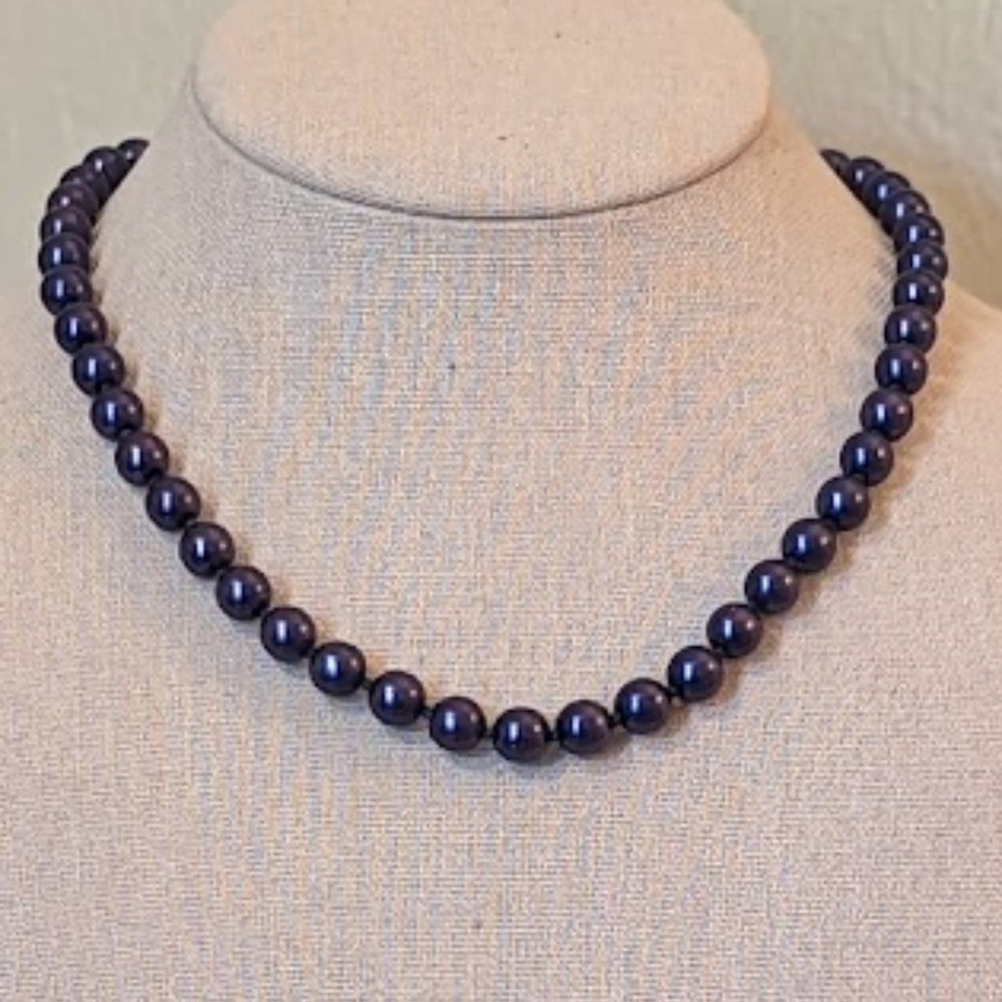 Eggplant Colored Hand-knotted Glass Beaded Necklace
