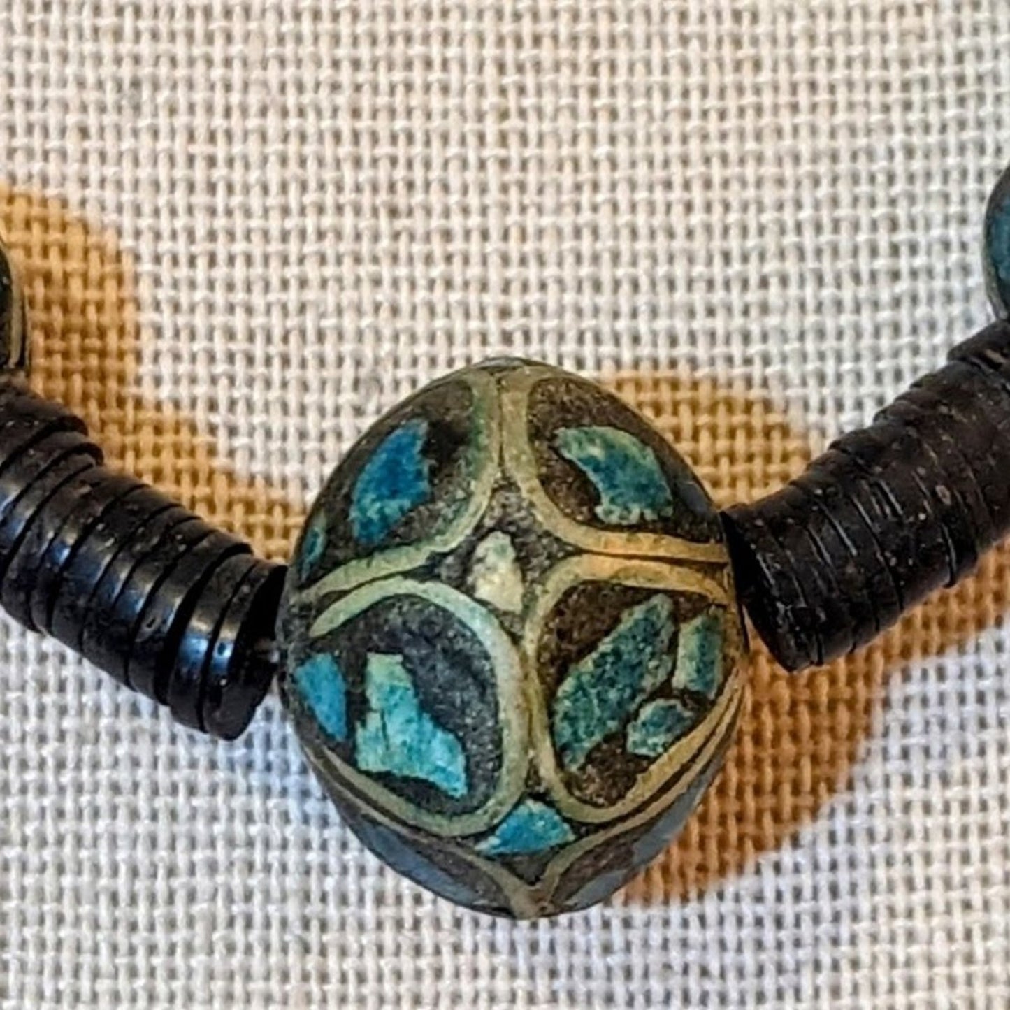 Vintage Hand Made Asian East Indian Ethnic Silver Turquoise Bead Necklace