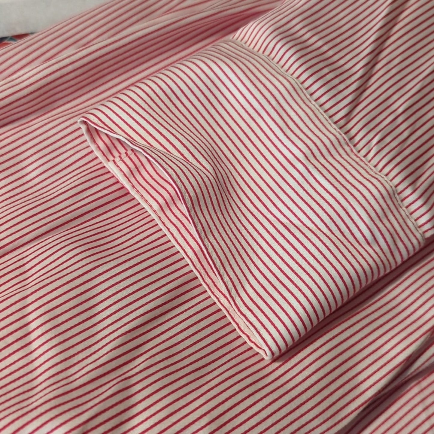 Chico's Red White Stripe Cotton Blend Button Down Shirt Women's Size 2 (US L-12)