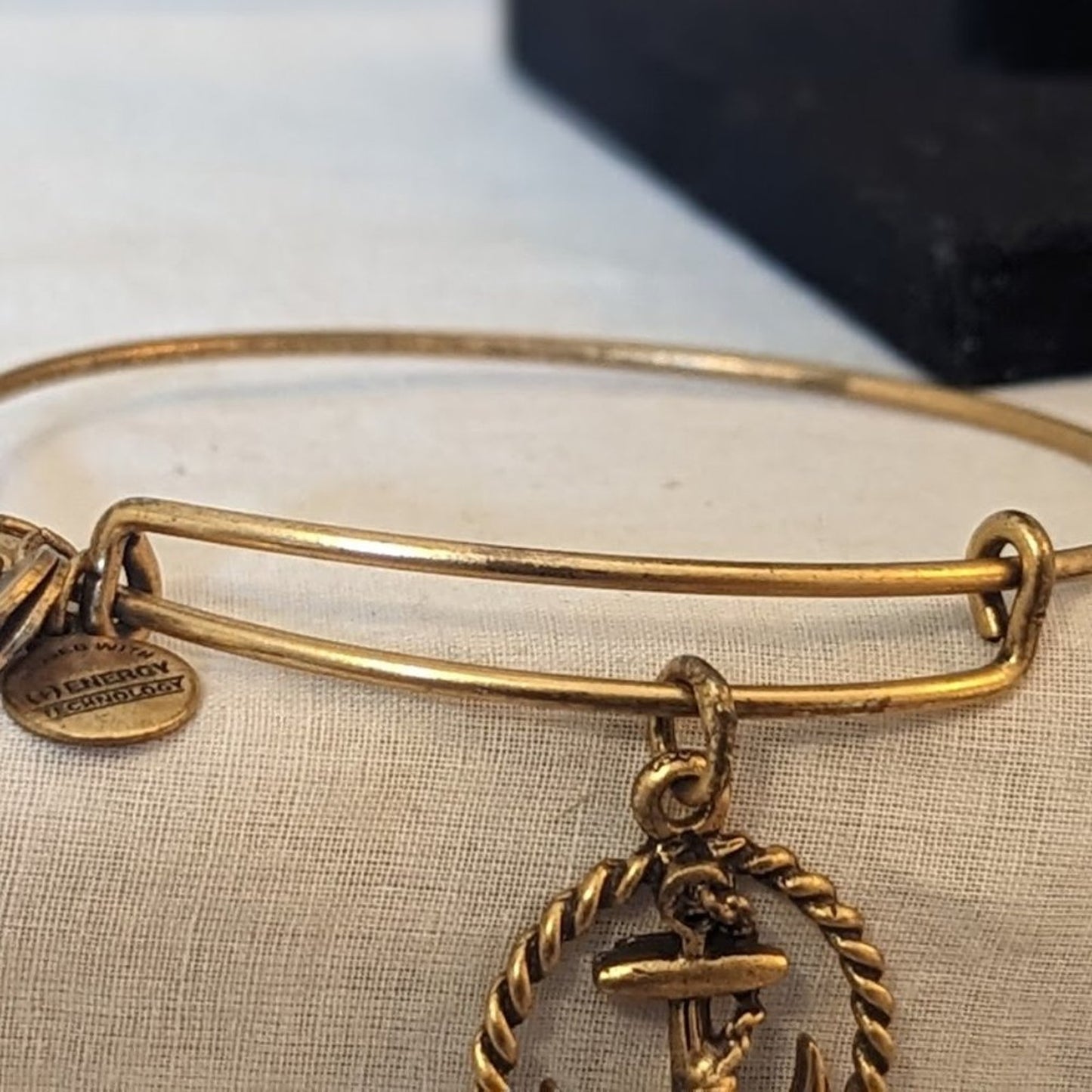 Alex and Ani Anchor Charm Gold Tone Adjustable Slide Bangle Bracelet