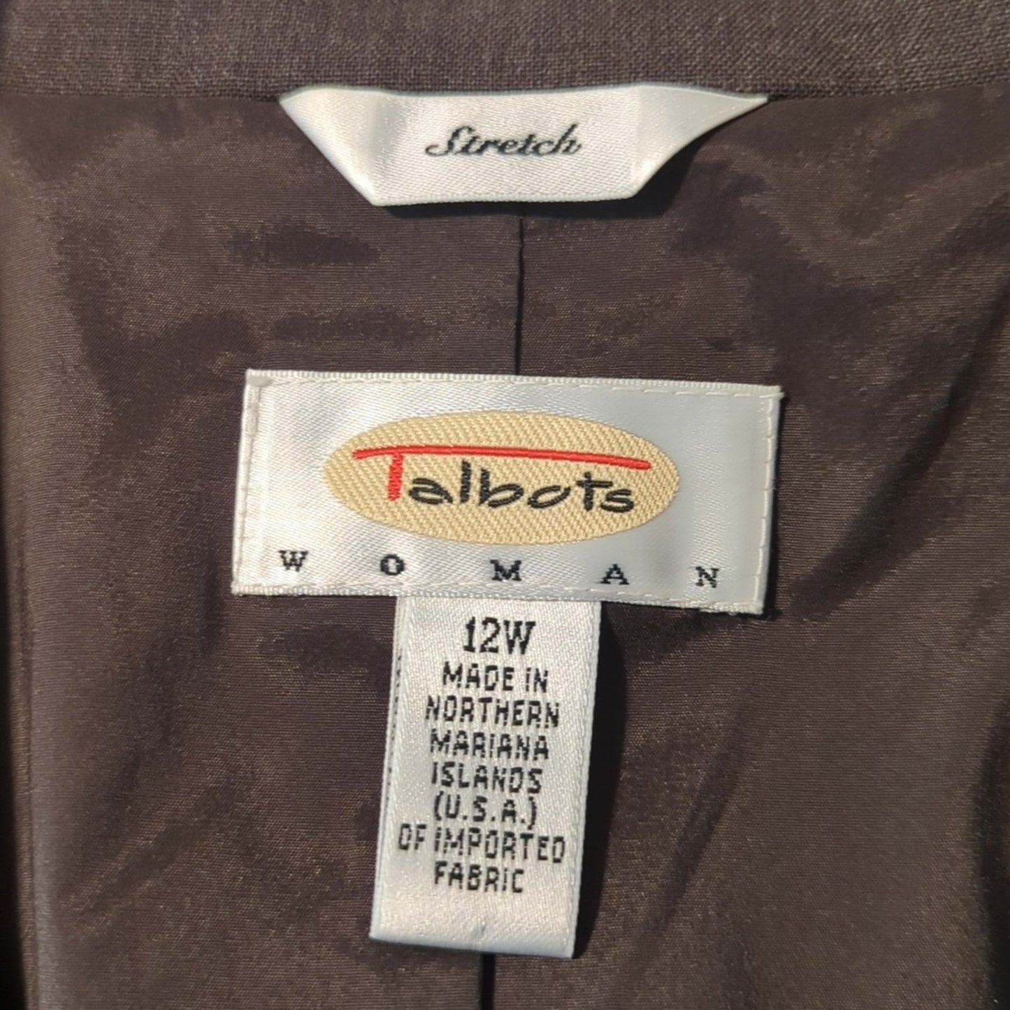 Talbots Brown Lightweight Fully Lined Wool Stretch Pantsuit Plus Sz 12W