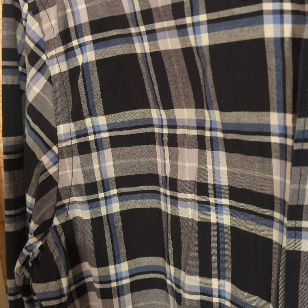 Izod Black Plaid 100% Cotton Casual Button Down Shirt Men's Size M