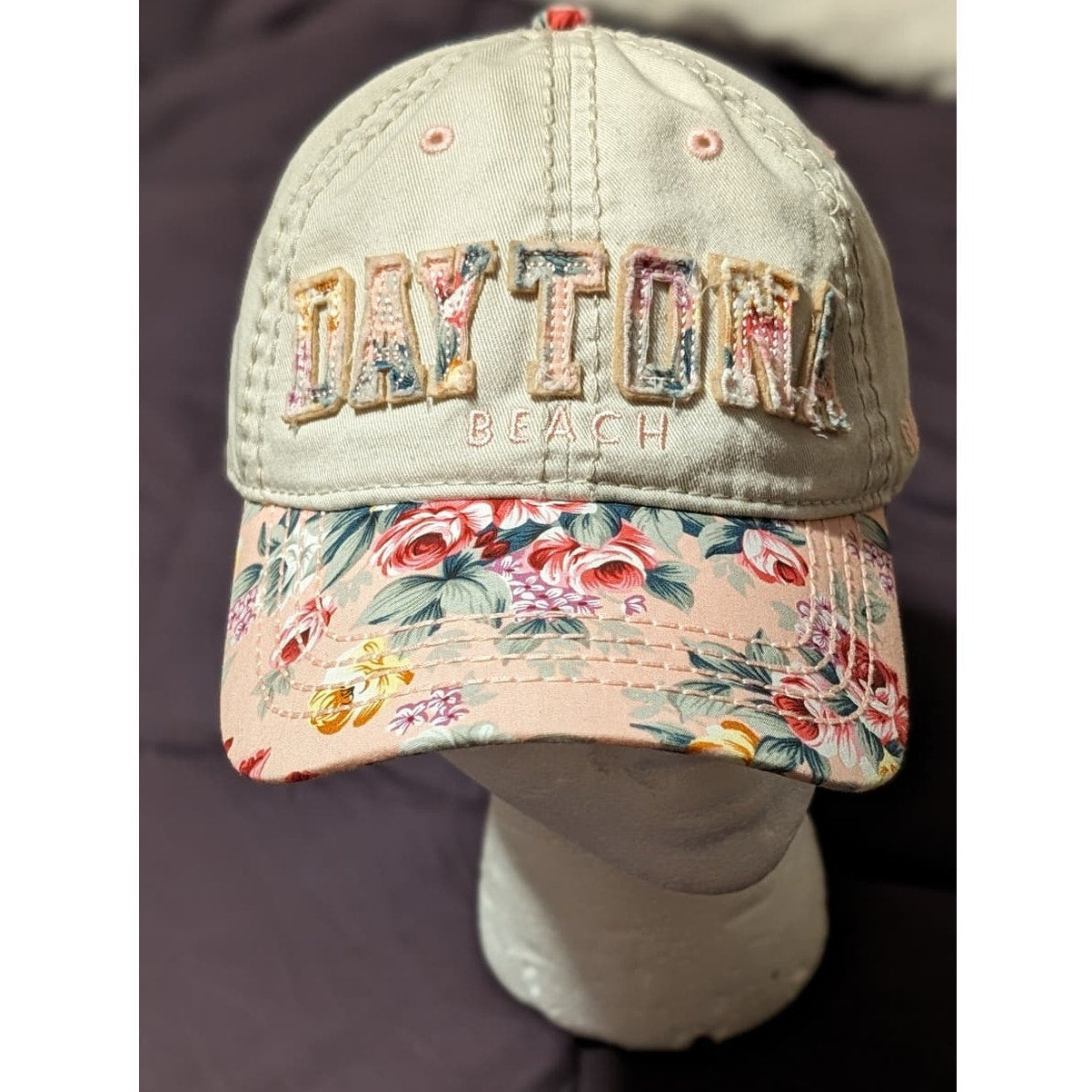 Distressed Floral Patch Adjustable Cap