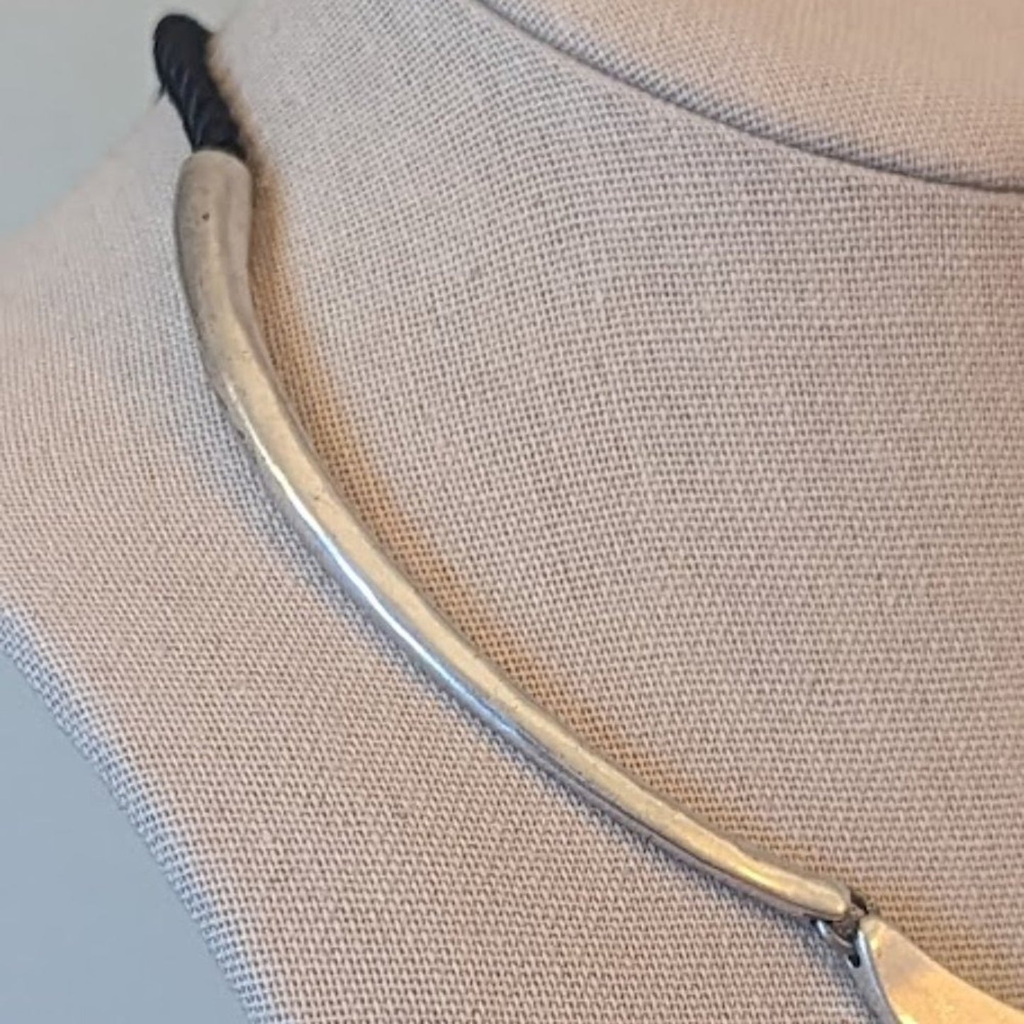 Lucky Brand Silver Tone Bar Necklace with Three Faux Pearls and Silk Tassels
