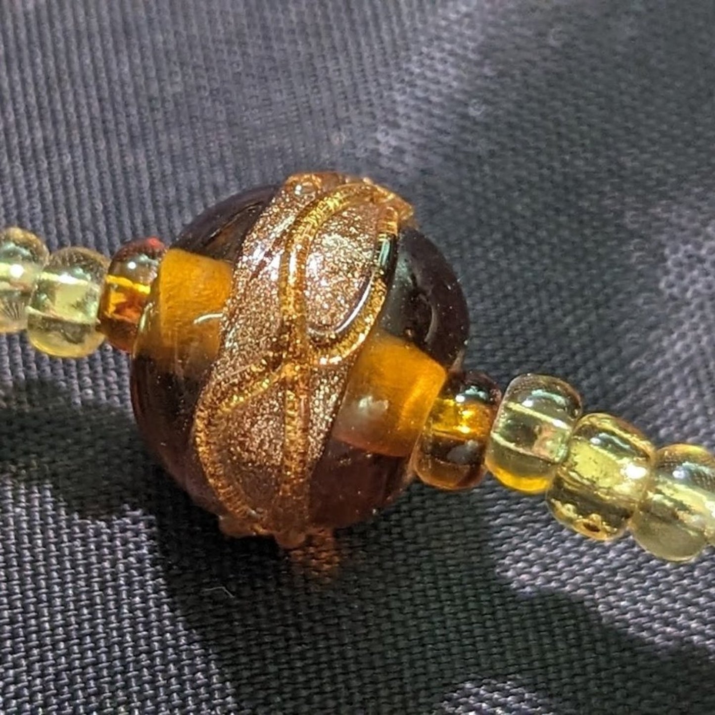Rose Toggle Gold Brown  Lamp Work Bead Bracelet