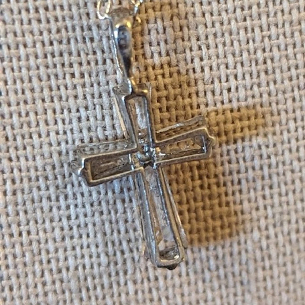 Vintage Crystal Cross on Italy 925 17" Chain