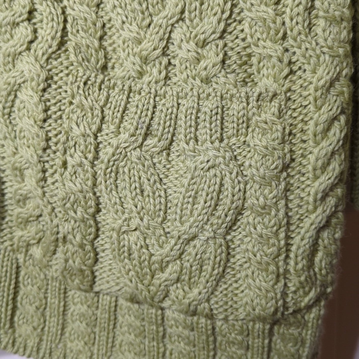 Aran Crafts Ireland Green Luxury Button Up Hand Knit Cabled Cardigan Women Sz XS