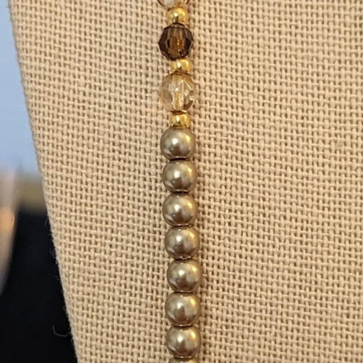Napier Champagne Faux Mini Pearl Necklace