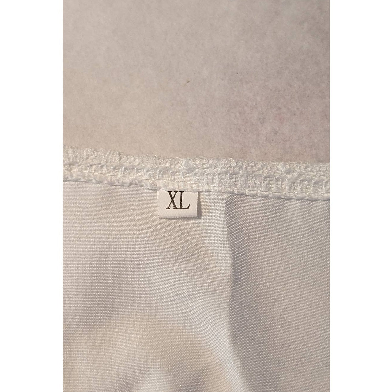 Unbranded White Lace Long Sleeve Tie Front Elastic Waist Blouse Womens Sz XL