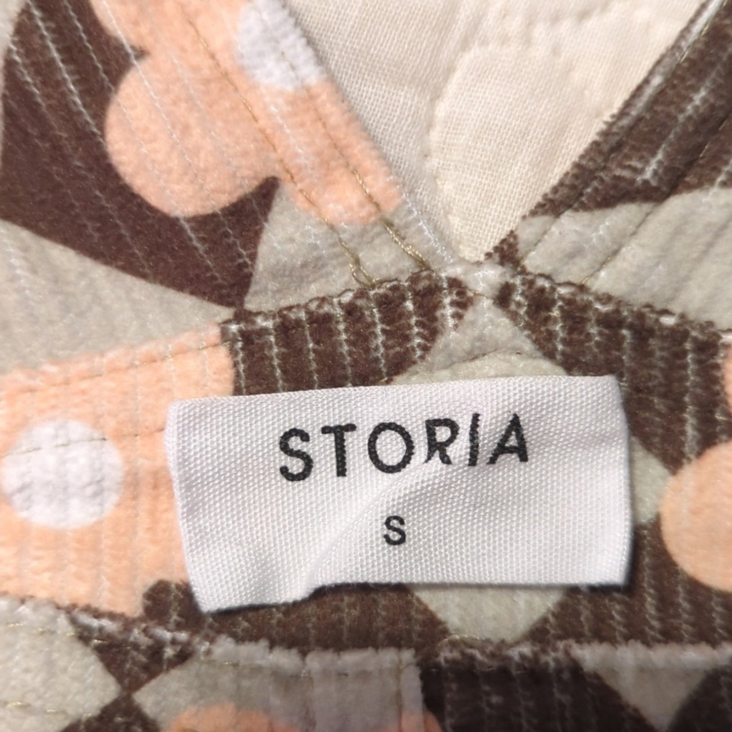 Storia Retro Daisy Checkered Corduroy Overall Mini Dress Brown/Green Sz. Small